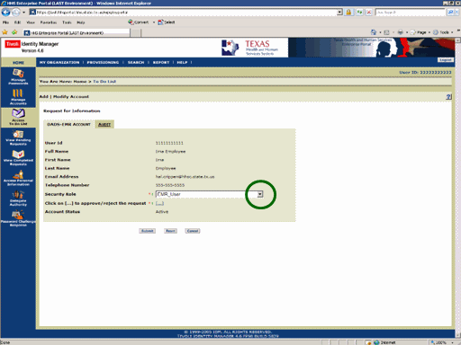 Screenshot of Request for Information page